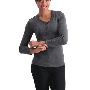 Two Blind Brothers Henley Shirt Womens L Charcoal Long Sleeve Gorpcore Camping